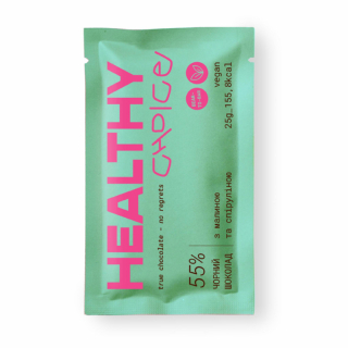 Healthy Сhoice Шоколад черный 55% с малиной и спирулиной 25 г