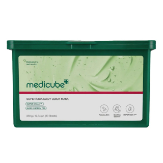 Medicube Super Cica Daily Quick Mask Набір заспокійливих масок з центелою, алое та зеленим чаєм, 30 шт