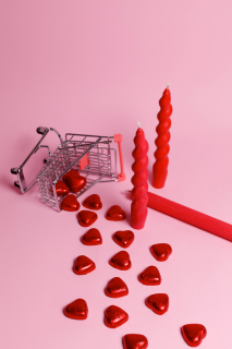 FIRE RABBIT Red Valentine Taper Candles, Full Set of 3 Набор Свечей