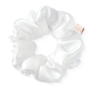Mon Mou Silk Large Scrunchie White Об'ємна шовкова резинка