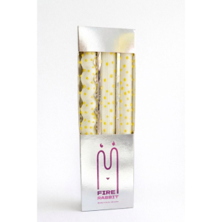 FIRE RABBIT Spring Confetti, set of 3 dot table candles Весняні конфетті, сет із 3 столових свічок у крапку Молочні