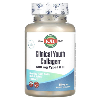 KAL Clinical Youth Collagen 600 mg Клинический омолаживающий коллаген 60 вегетарианских капсул