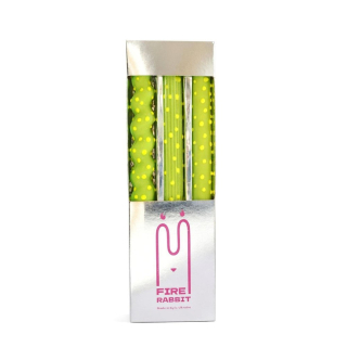 FIRE RABBIT Spring Confetti, set of 3 dot table candles Весняні конфетті, сет із 3 столових свічок у крапку Зелені