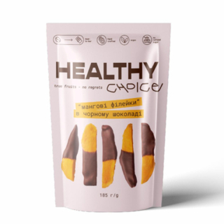 Healthy Choice Натурально сушеные "Манговые филейки" в черном шоколаде 55% 185 г