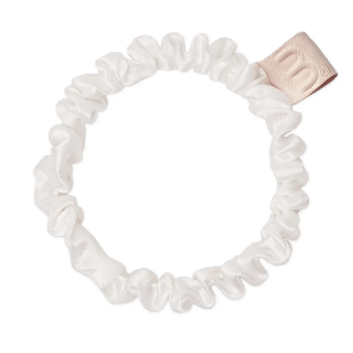 Mon Mou Silk Slim Scrunchie White Тонка шовкова резинка