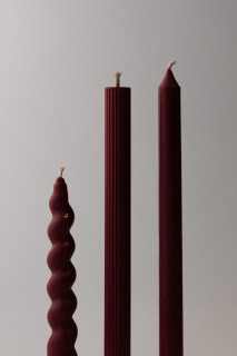 FIRE RABBIT Taper Candles, Full Set of 3  Bordeaux Набор Свечей Бордо