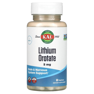 KAL Lithium Orotate 5 mg Литий 5 мг 60 капсул