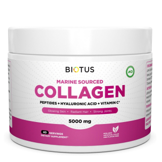 Biotus Marine Sourced Collagen Peptid + Hyaluronic Acid + Vitamin C 5000 mg Морской коллаген с гиалуроновой кислотой и витамином С 206 г