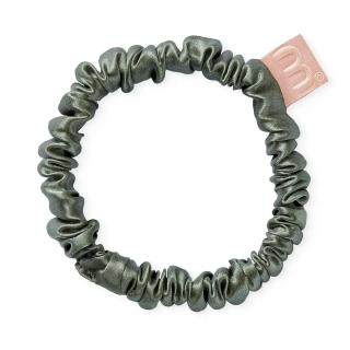 Mon Mou Silk Slim Scrunchie Olive Тонкая шелковая резинка
