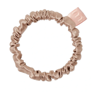 Mon Mou Silk Slim Scrunchie Beige Тонкая шелковая резинка