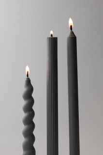 FIRE RABBIT Gray Taper Candles, Full Set of 3 Набор Свечей Серый