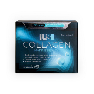 IUSE Collagen Marine Beauty. Дієтична добавка з морським колагеном, гіалуроновою кислотою, вітамінами та мінералами, 30 шотів.