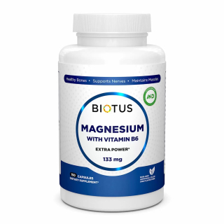 Biotus Magnesium with Vitamin B6 133 mg Магний и витамин В6, экстра сильный 150 капсул