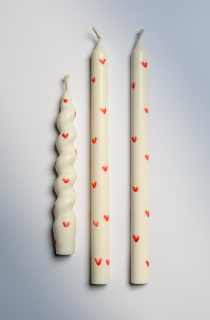 FIRE RABBIT Love-is-Love Taper Candles, Full Set of 3 Набор Свічкок "Червоне Серце"