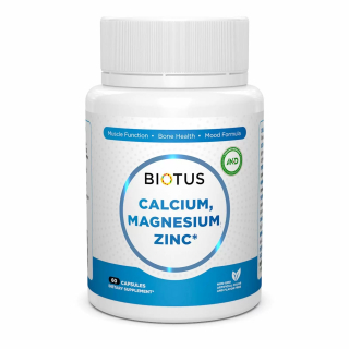 Biotus Calcium, Magnesium, Zinc+ Кальций, магний, цинк и витамин D3 60 капсул