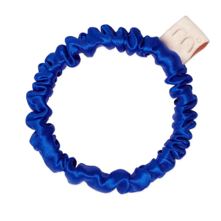 Mon Mou Silk Slim Scrunchie Blue Тонкая шелковая резинка