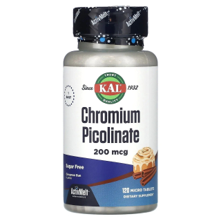 KAL Chromium Picolinate 200 mcg Пиколинат хрома со вкусом булочки с корицей без сахара 200 мкг 120 микротаблеток
